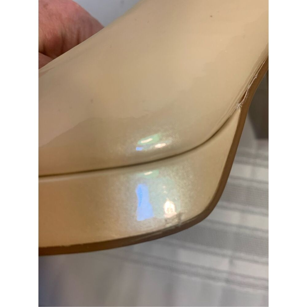 ANTONIO MELANI SLINGBACK PUMP OFFICE SIREN NUDE LEATHER PEEP TOE PLATFORM SZ 7.5 - Picture 12 of 12